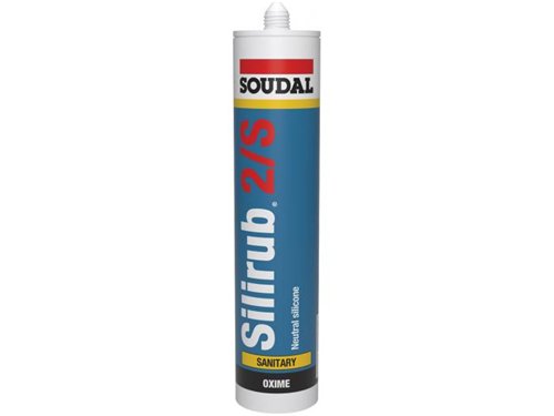 Mastic silicone sanitaire, Soudal Silirub 2/S, gris, cartouche de 300 ml