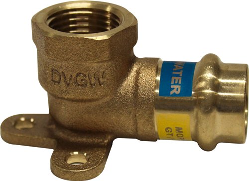 Muurplaat pers van koper voor water en gas, Effebi Unico-FBQ, Ø 22 mm x binnendraad 3/4"