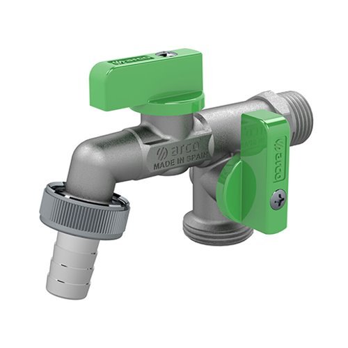 Dubbele dienstkogelkraan, Arco Garden Nano, 1/2" x 3/4", groene hendel