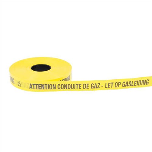 Ruban avertisseur de conduite de gaz, Flexigas, 40 mm x 250 m, jaune