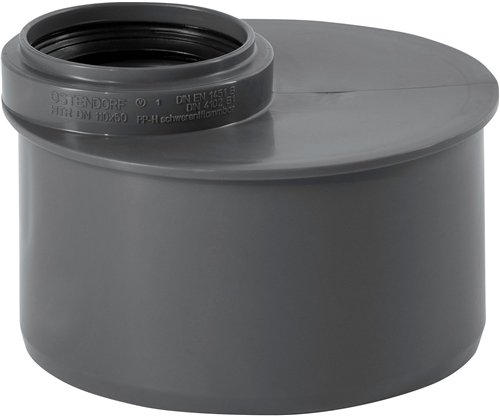 Réduction courte excentrique PP d'évacuation, Ostendorf HTsafe, Ø 90 x 50 mm