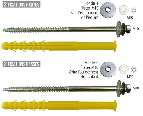 Kit de fixation pour support de climatiseur, Arymex, 16 x 240 mm, 4 fixations