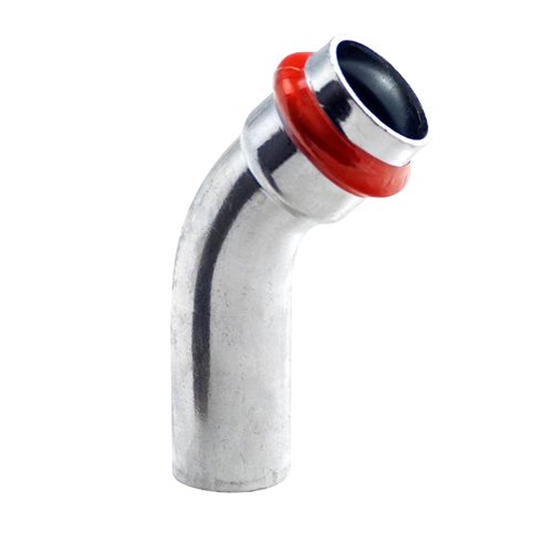 Coude 45° à sertir acier électrozingué, Effebi Carbon Steel, mâle-femelle, Ø 22 mm