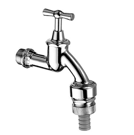 Robinet de double service anti-retour, Schell, 1/2", chromé mat, Belgaqua