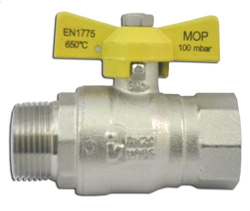Gaskraan met vlinderhendel, Soper, buitendraad 1/2" x binnendraad 1/2", HTB