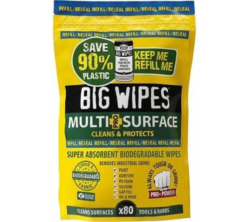 Lingettes nettoyantes, Big Wipes Multi-Surface, recharge de 80