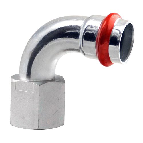 Coude 90° fileté à sertir acier électrozingué, Effebi Carbon Steel, Ø 18 mm x femelle 1/2"
