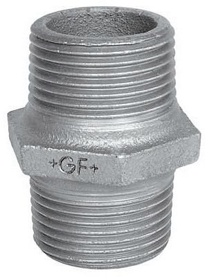 Mamelon fileté en fonte galvanisée, HS Fittings, mâle 3/4" x mâle 3/4", n° 280