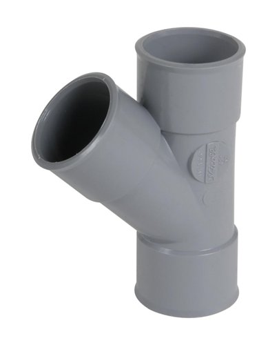 Té PVC d'évacuation à coller, Nicoll, 45°, Ø 125 mm, femelle-femelle