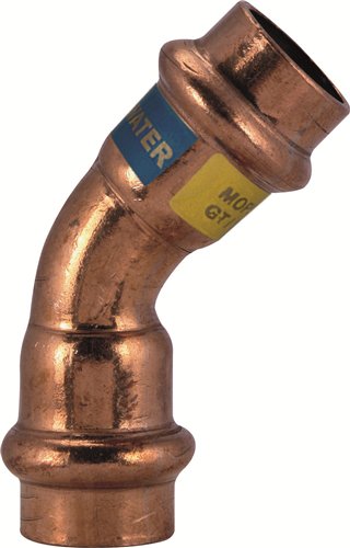 Bocht 45° pers van koper voor water en gas, Effebi Unico-FBQ, pers x pers, Ø 18 mm
