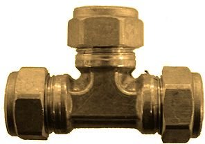Té bicône en laiton, Bonfix, Ø 15 mm x Ø 15 mm x Ø 15 mm