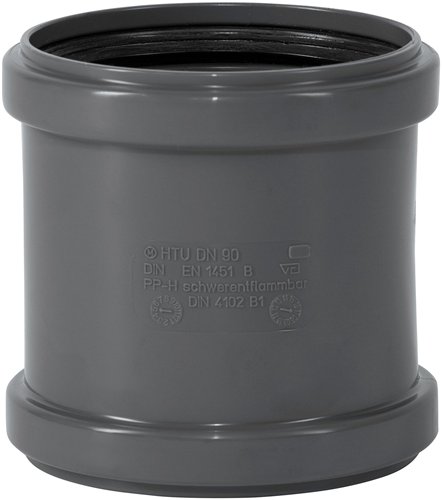 Dubbele mof PP-afvoer, Ostendorf HTsafe, Ø 75 mm