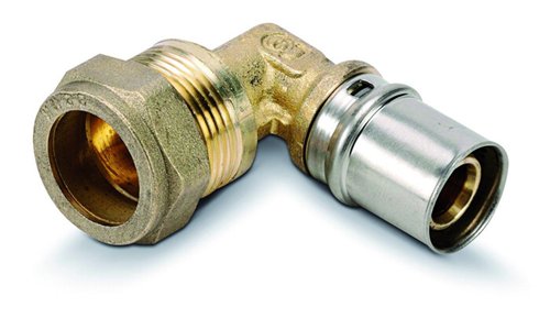 Coude 90° à sertir multicouche à bicône, ICMA, Ø 16 mm x bicône Ø 15 mm