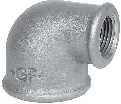 Coude 90° réduit fileté en fonte galvanisée, HS Fittings, femelle 3/4" x femelle 1/2", n° 90