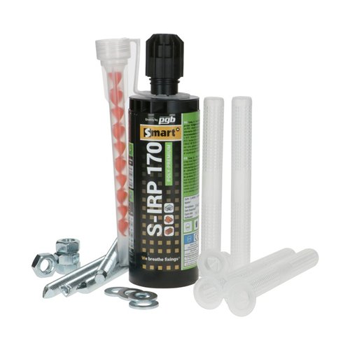 Kit de scellement chimique, PGB-Europe S-IRP 170, résine polyester 170 ml, 4 tiges M10 x 160 mm et 4 tamis 16 x 85 mm
