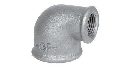 Coude 90° réduit fileté en fonte noire, HS Fittings, femelle 1" x femelle 3/4", n° 90