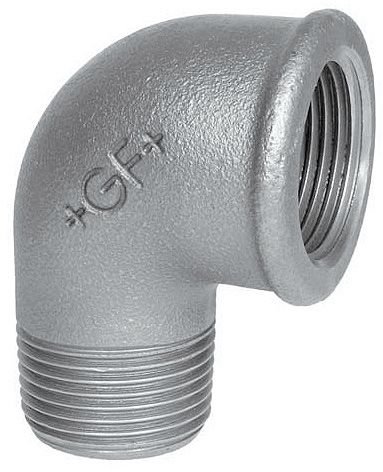 Coude 90° fileté en fonte galvanisée, HS Fittings, mâle 1" x femelle 1", n° 92