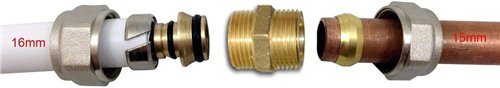 Knelkoppeling voor meerlagenbuis met knel, Ø 26 mm x knel Ø 22 mm
