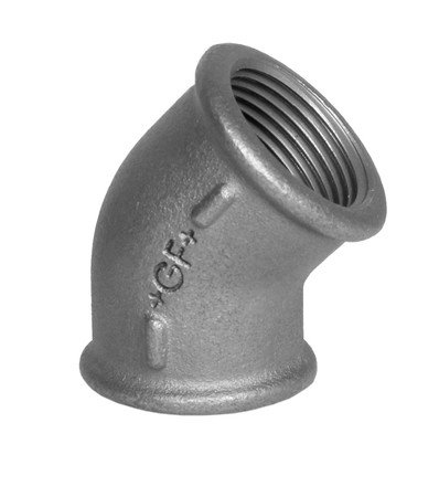 Coude 45° fileté en fonte noire, HS Fittings, femelle 3/4" x femelle 3/4", n° 120