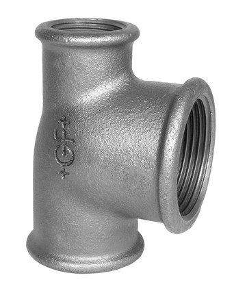Té réduit fileté en fonte noire, HS Fittings, femelle 1" x femelle 1/2" x femelle 1/2", n° 130