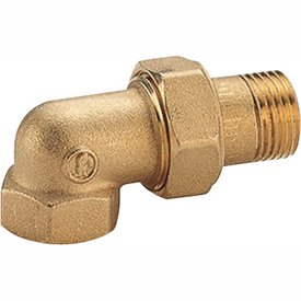 Driedelige bocht met draad van messing, Giacomini, buitendraad 1/2" x binnendraad 1/2"
