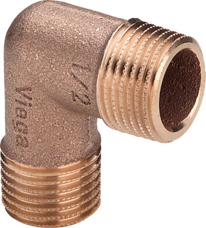 Coude 90° fileté en bronze, Viega 3091, mâle 1" x mâle 1"