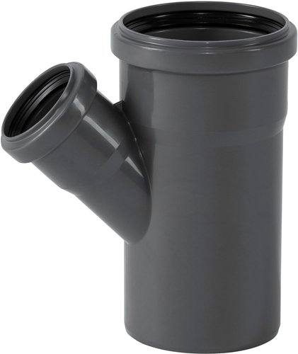 Té réduit PP d'évacuation, Ostendorf HTsafe, 45°, Ø 75 x 50 mm