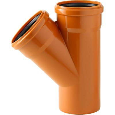 Té réduit PVC d'égout à joint, Nicoll, 45°, Ø 125 x 110 mm, mâle-femelle