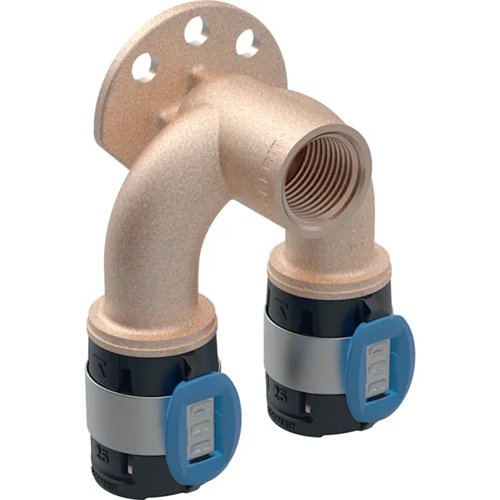 Applique murale double à sertir multicouche, Geberit FlowFit, Ø 16 mm x femelle 1/2" x Ø 16 mm
