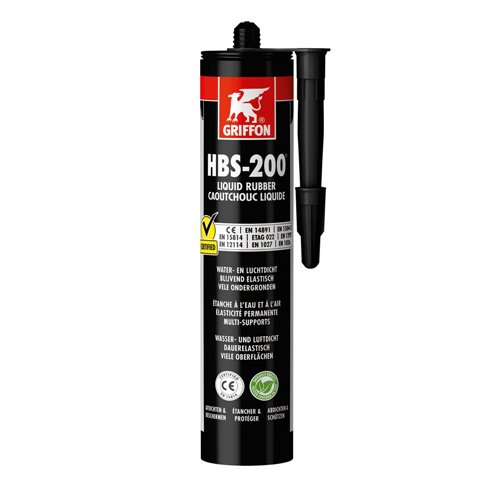 Caoutchouc liquide d'étanchéité, Griffon HBS-200, noir, cartouche de 310 g