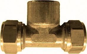 Té bicône en laiton, Bonfix, Ø 15 mm x femelle 1/2" x Ø 15 mm