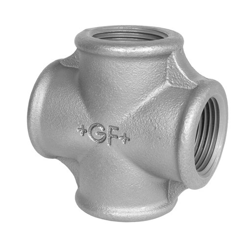 Croix filetée en fonte galvanisée, HS Fittings, femelle 3/8" x femelle 3/8" x femelle 3/8" x femelle 3/8", n° 180