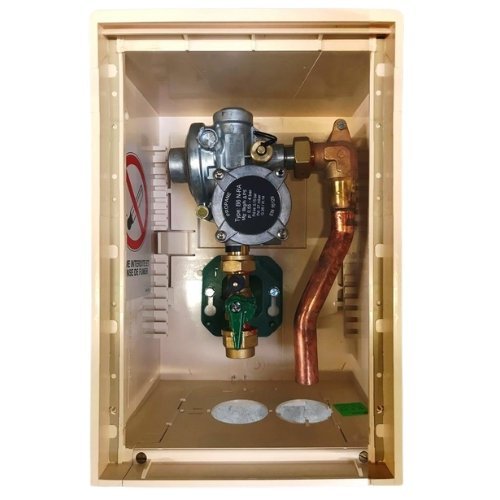 Gaskast met drukregelaar tweede trap, Soper, 37 mbar, 8 kg/h, ingang binnendraad 1/2" x uitgang Ø 22 mm