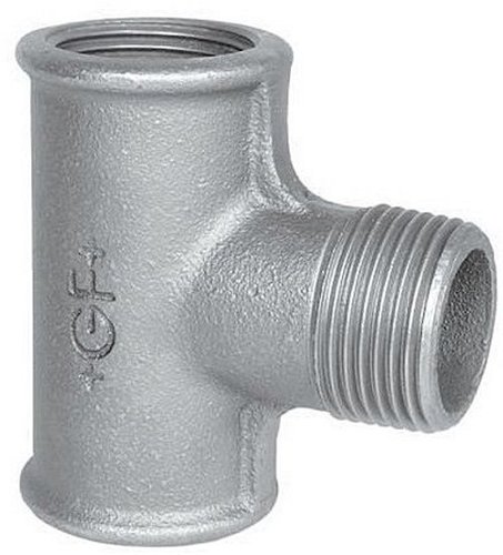 T-stuk met draad van gegalvaniseerd gietijzer, Georg Fischer, buitendraad 1/2" x binnendraad 1/2" x buitendraad 1/2", nr. 133
