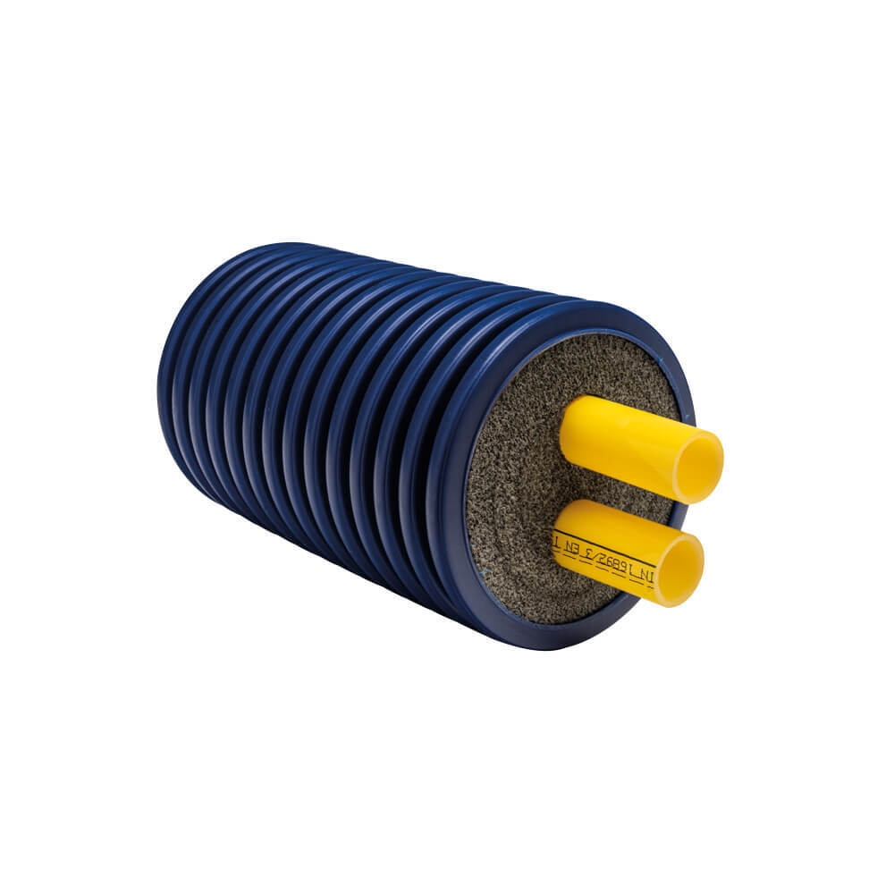 Dubbele voorgeïsoleerde buis voor cv, Watts Microflex DUO, 2 x Ø 32 x 2,9 mm, mantel Ø 125 mm, PN 6