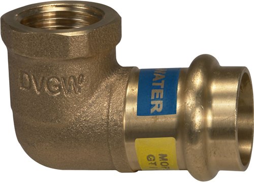 Coude 90° fileté à sertir cuivre eau et gaz, Effebi Unico-FBQ, Ø 15 mm x femelle 1/2"
