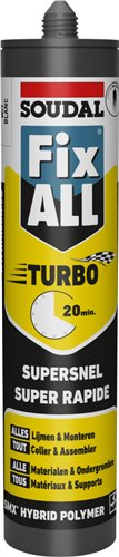 Hybride polymeer lijmkit, Soudal Fix ALL Turbo, wit, koker van 290 ml