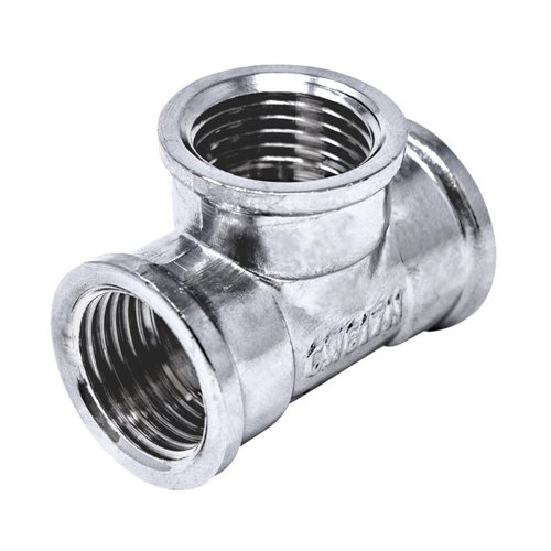 Té fileté chromé, femelle 1/2" x femelle 1/2" x femelle 1/2"