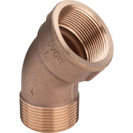 Knie 45° met draad van brons, Viega 3121, buitendraad 3/4" x binnendraad 3/4"