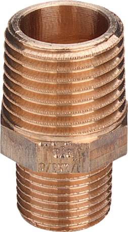 Mamelon réduit fileté en bronze, Viega 3245, mâle 1/2" x mâle 1/4"