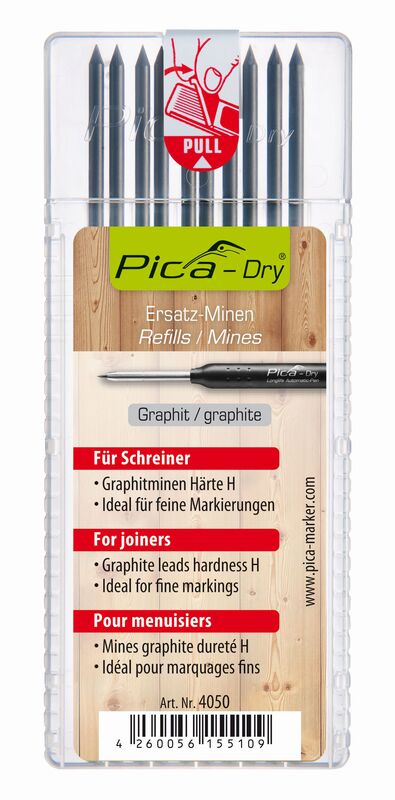 Mines pour crayon de chantier, Pica-Dry, graphite H, set de 10