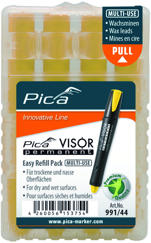 Stiften voor stiftmarker, Pica VISOR, geel, etui van 4