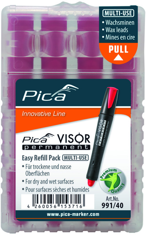Stiften voor stiftmarker, Pica VISOR, rood, etui van 4