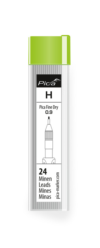 Mines pour crayon de chantier, Pica Fine-Dry, graphite H, set de 24