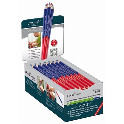 Tweekleurig potlood, Pica DOUBLE, 17,5 cm, blauw en rood