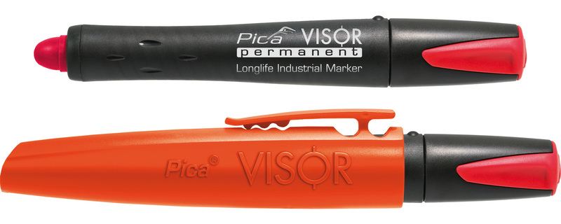 Marqueur permanent à mine, Pica VISOR, mine Ø 10 mm, rouge
