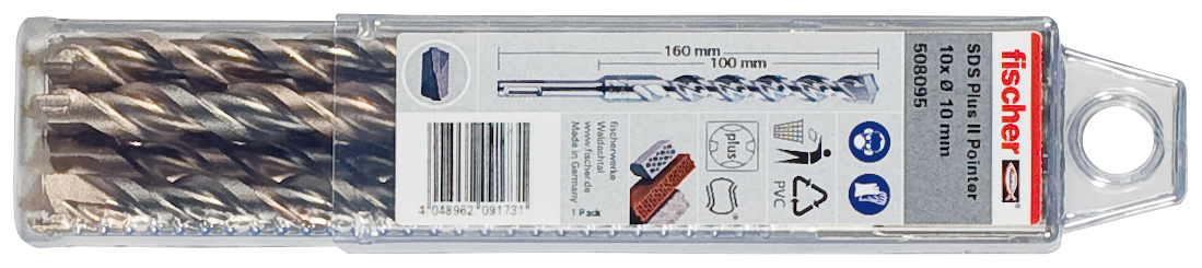 Hamerboor voor beton, fischer SDS Plus II, Ø 8 mm, nuttige lengte 100 mm, totale lengte 160 mm
