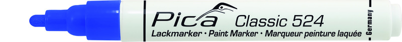 Marqueur industriel à peinture laquée, Pica, pointe ronde, trait 2 à 4 mm, bleu