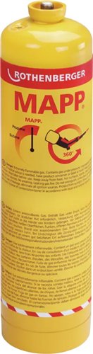 Cartouche de gaz pour brasage fort, Rothenberger MAPP Gas, 650 ml, raccord 7/16"