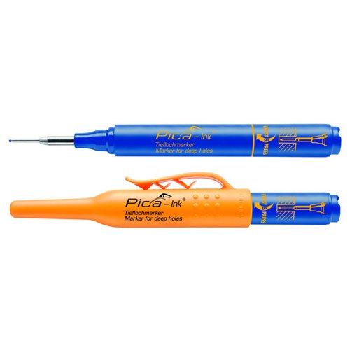 Permanente marker voor diepe gaten, Pica Ink, blauw
